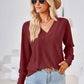V-Neck Long Sleeve Blouse