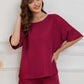 Round Neck Half Sleeve Top and Shorts Lounge Set- up to 2XL