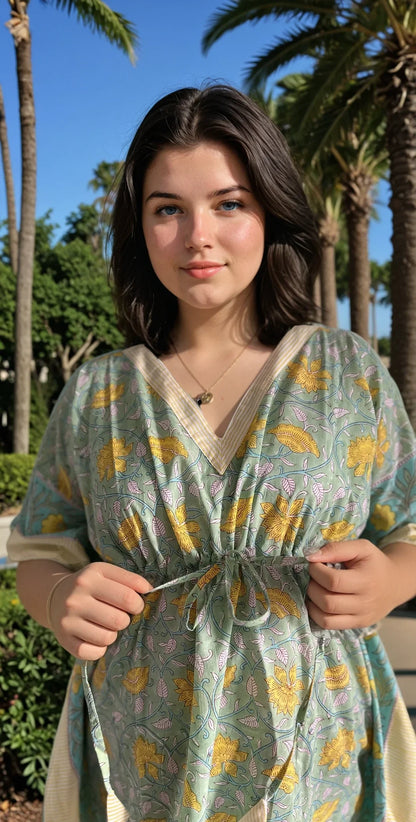 Soléa Block Print Cotton Caftan