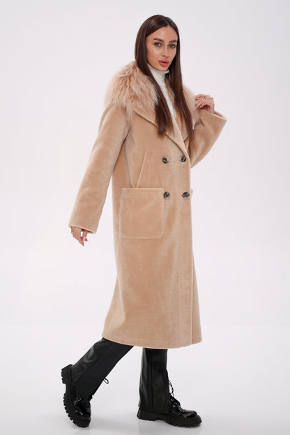 Genuine Lama Fur Virgin Wool Coat