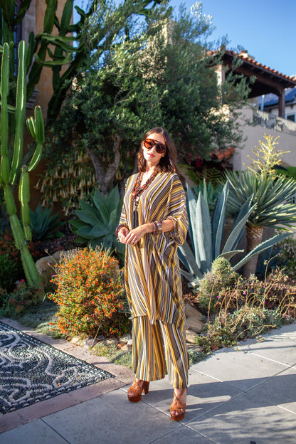 Bank Striped Tunic Caftan Set