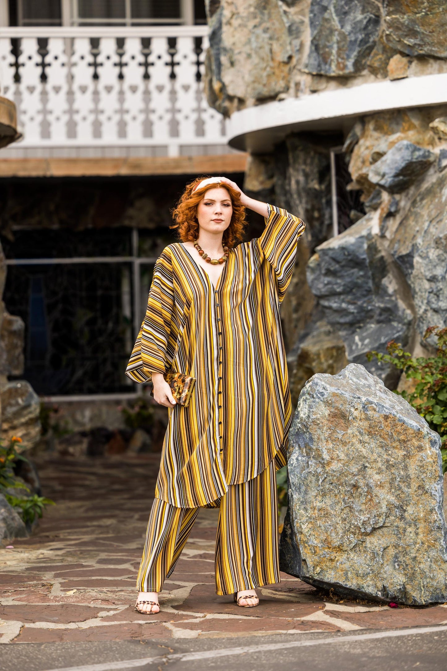 Bank Striped Tunic Caftan Set