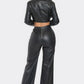 Faux Leather Set With Rhinestone Detail