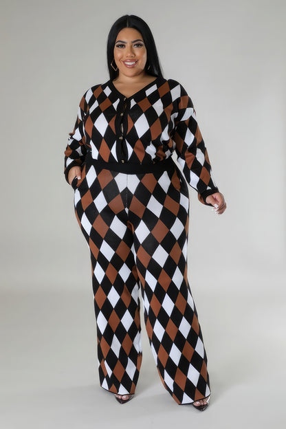 Women's 2 piece Plus-size Long Sleeves Stretch Pant Set
