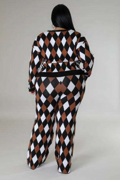 Women's 2 piece Plus-size Long Sleeves Stretch Pant Set