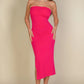 Strapless Bodycon Split Hem Tube Dress