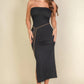 Strapless Bodycon Split Hem Tube Dress