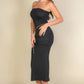 Strapless Bodycon Split Hem Tube Dress