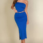 Strapless Bodycon Split Hem Tube Dress