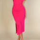 Strapless Bodycon Split Hem Tube Dress