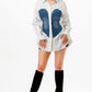 White Tunic Buttoned-down Shirt Tunic with Denim Detail
