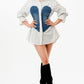 White Tunic Buttoned-down Shirt Tunic with Denim Detail