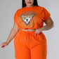Plus-size Casual Stretch Top & Short Set