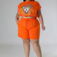 Plus-size Casual Stretch Top & Short Set