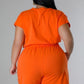 Plus-size Casual Stretch Top & Short Set