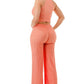 Crinkle Wide Pants Set Zipper