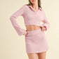 Junior Waffle Knit Bell Sleeve Top and Skirt Set