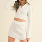 Junior White Waffle Knit Bell Sleeve Top And Skirt Set