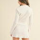 Junior White Waffle Knit Bell Sleeve Top And Skirt Set