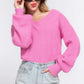 Knit Long Sleeves Double V-neck Sweater