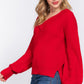 Knit Long Sleeves Double V-neck Sweater