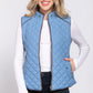 Suede Piping Quilted Padding Vest