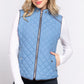 Suede Piping Quilted Padding Vest
