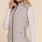 Suede Piping Quilted Padding Vest