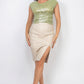 Chic Ruched Sleeveless Asymmetric Crop Top