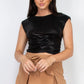 Chic Ruched Sleeveless Asymmetric Crop Top