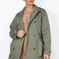 Double-breasted Notch Belted Coat in Dark Olive