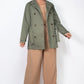 Double-breasted Notch Belted Coat in Dark Olive