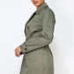 Double-breasted Notch Belted Coat in Dark Olive
