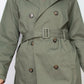 Double-breasted Notch Belted Coat in Dark Olive