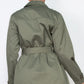 Double-breasted Notch Belted Coat in Dark Olive