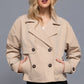 Beige Double Breasted Short Trench Jacket