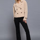 Beige Double Breasted Short Trench Jacket