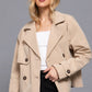 Beige Double Breasted Short Trench Jacket