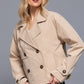 Beige Double Breasted Short Trench Jacket