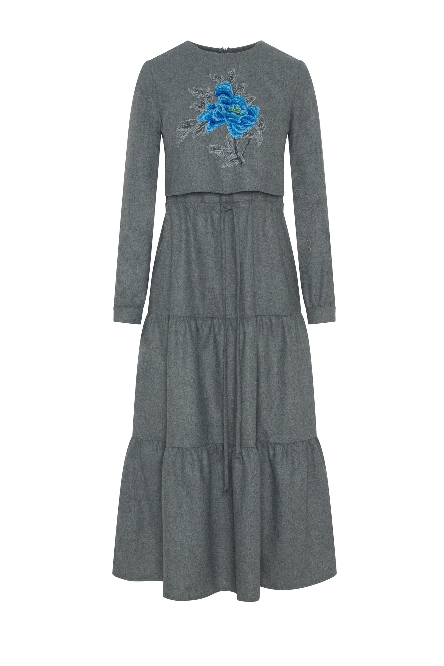 Tiered Floral Embroidered Dress