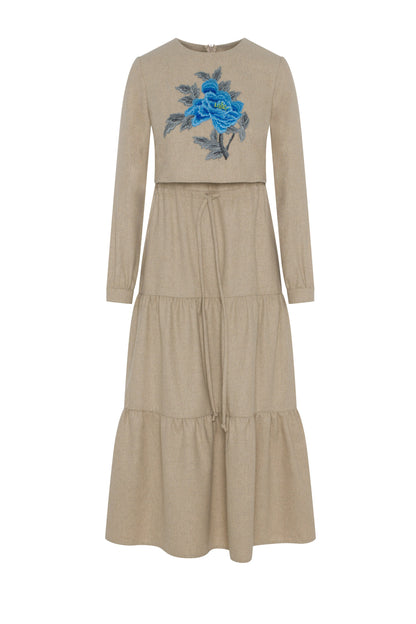 Tiered Floral Embroidered Dress