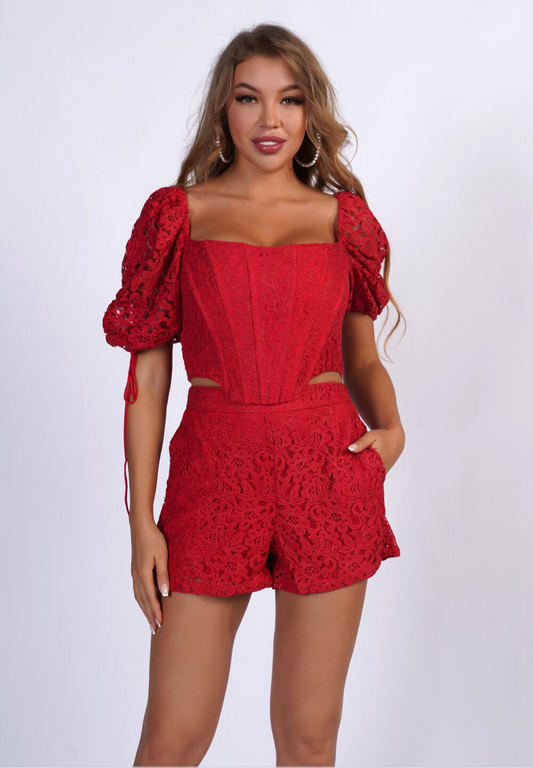 Women's 2 Piece Women's Set with Corset To & Miami Lace Short