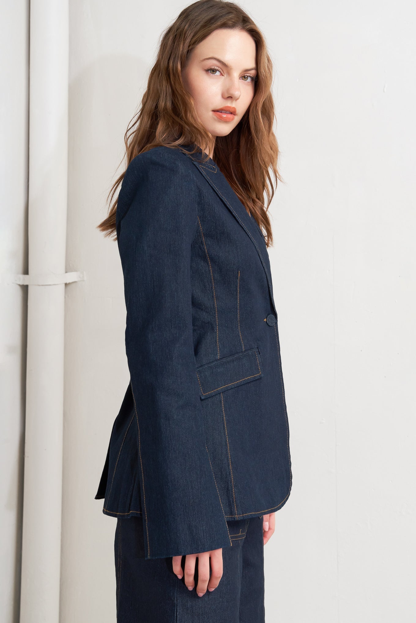FLYING TOMATO Women's Urban Panel Denim Blazer