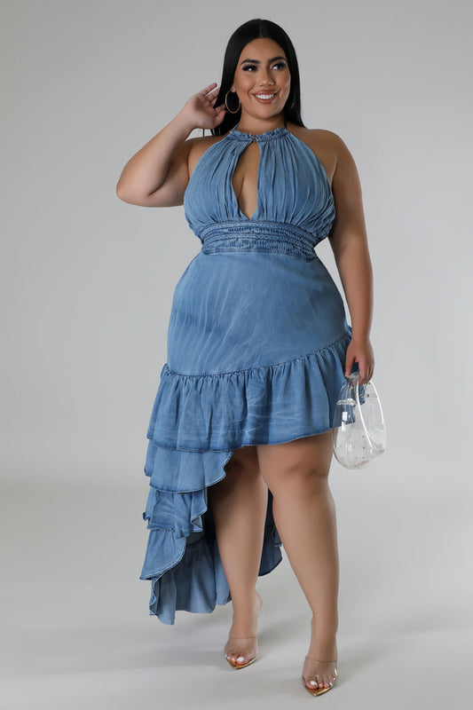 SHIMMY COCO | DENIM RUFFLE DRESS