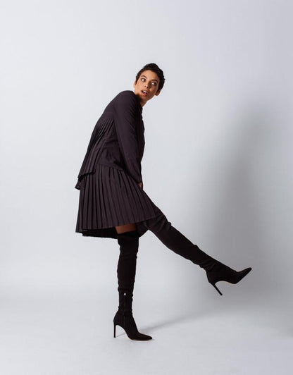 Stylish Pleated Blouse in Black – Women’s Elegant Top