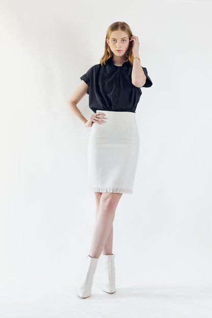 Luxe White Mini Tweed Skirt – Women’s Chic Mini Skirt