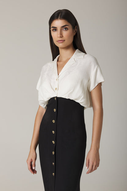 AIDA SHIRT DRESS IN BLACK COMBO