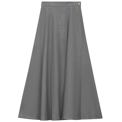 Wool Button Side Midi Skirt