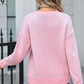 ANGEL WINGS Bow Round Neck Dropped Shoulder Sweater