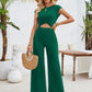 Twisted Round Neck Cap Sleeve Jumpsuit